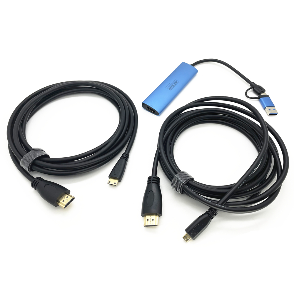 2in1 USB Type-C to Micro / Mini HDMI-compatible Video Capture Card Live Streaming Cable for Sony Canon Nikon Fuji Camera PC 4K. 