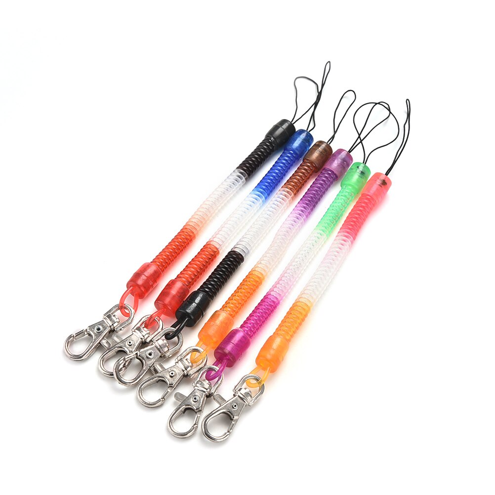 【happy one】Retractable telephone cord spring key chain plastic keychain tool elastic rope spring rope phone straps. 