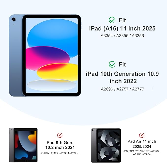 Compatible with iPad (A16) 11th Generation Case 11 Inch 2025 New, for iPad 10th Generation Case 10.9 Inch 2022, Trifold Stand Protective Cover with Pencil Holder, Auto Sleep/Wake, Model: A2757 A2777 A3162 A2696 A3355 A3356 A3354. 