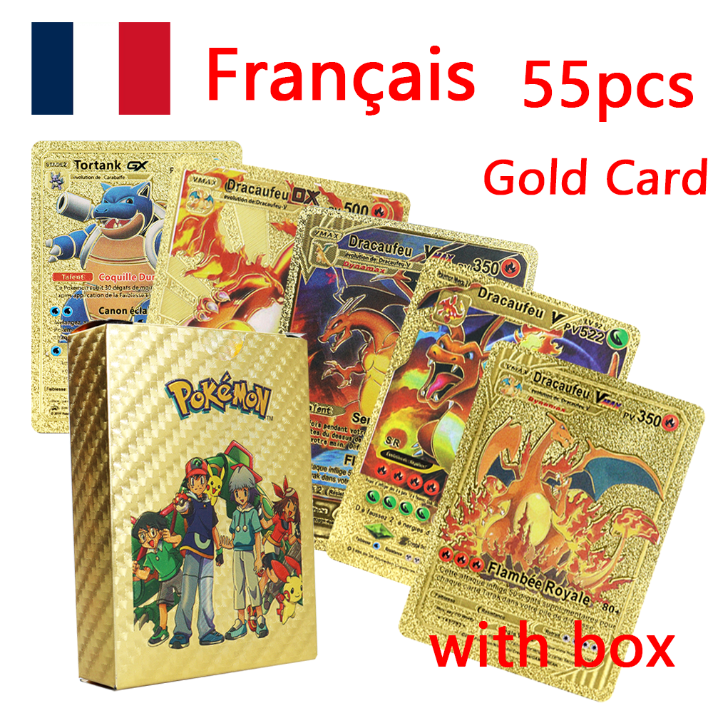 Anime Pokemon Pikachu Charizard Spanish Colorful English Rainbow Gold Black  Rose Gold German Trainer Rare Battle Collection Card | Daraz.com.bd