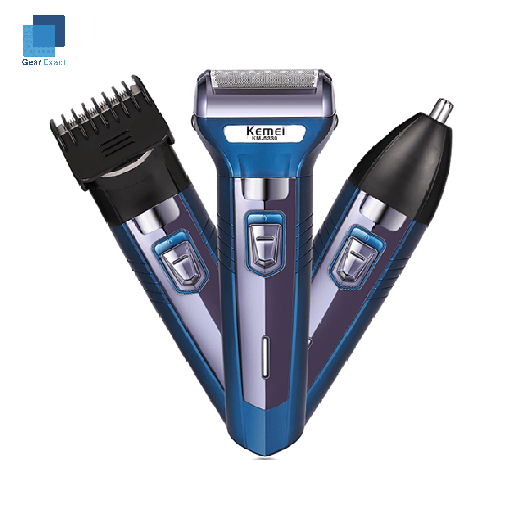 Kemei KM-6330 Grooming Kit 3 in 1 Hair Mustache Beard Shaver Trimmer Clipper for Men. 