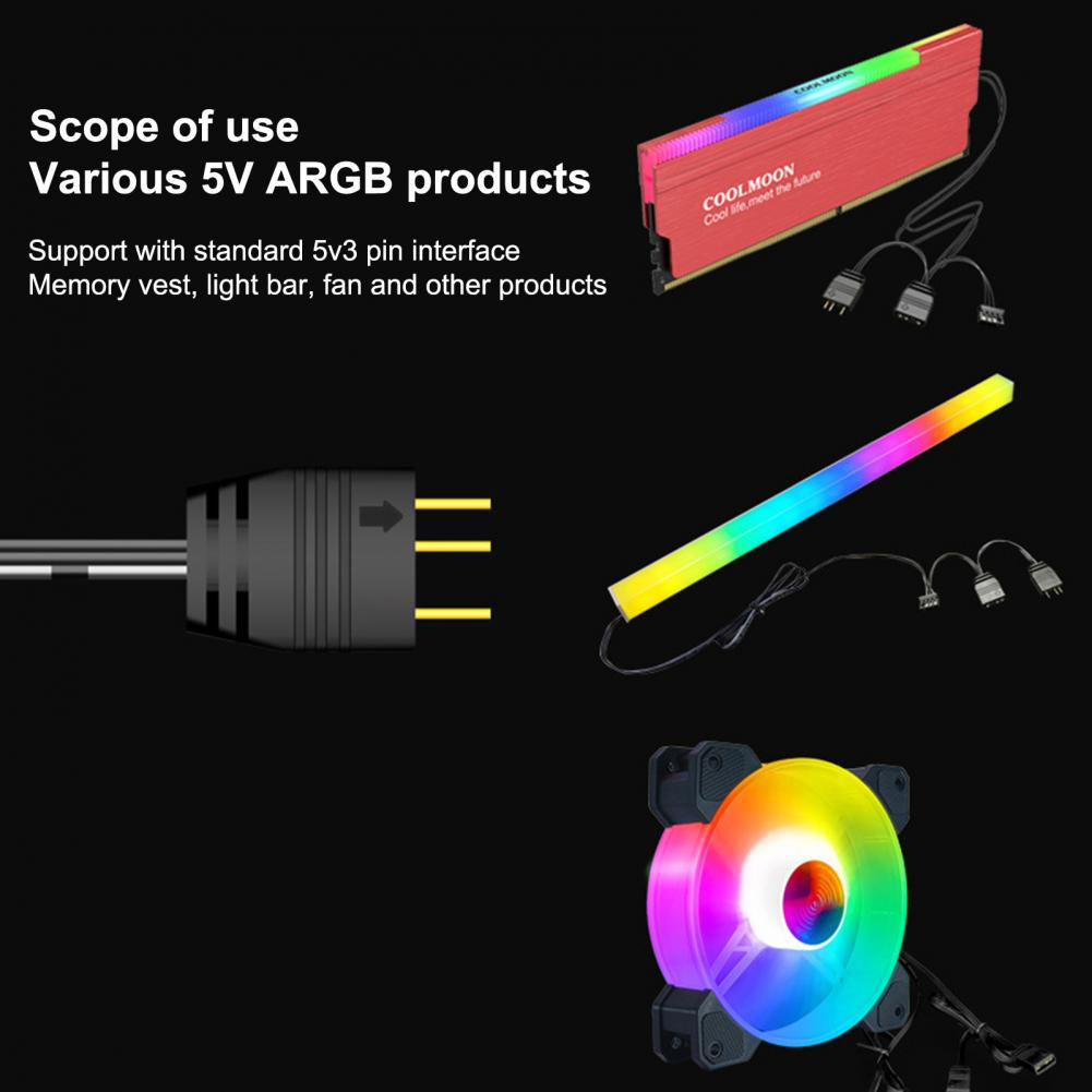 AR-1 ARGB PC Fans Controller Kit ARGB Splitter 5V 3 Pin To SATA AURA ARGB Fan Controller Computer ARGB Fans Hub Control. 