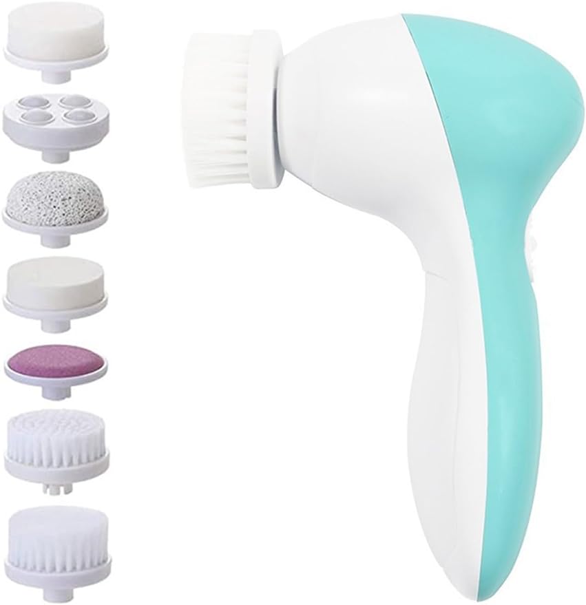 Multi-Functional 7-in-1 Electric Facial Cleanser 7 Brush Heads Electric Exfoliating Rotary Cleanser Face Massage Cleaner Deep Cleansing Exfoliating