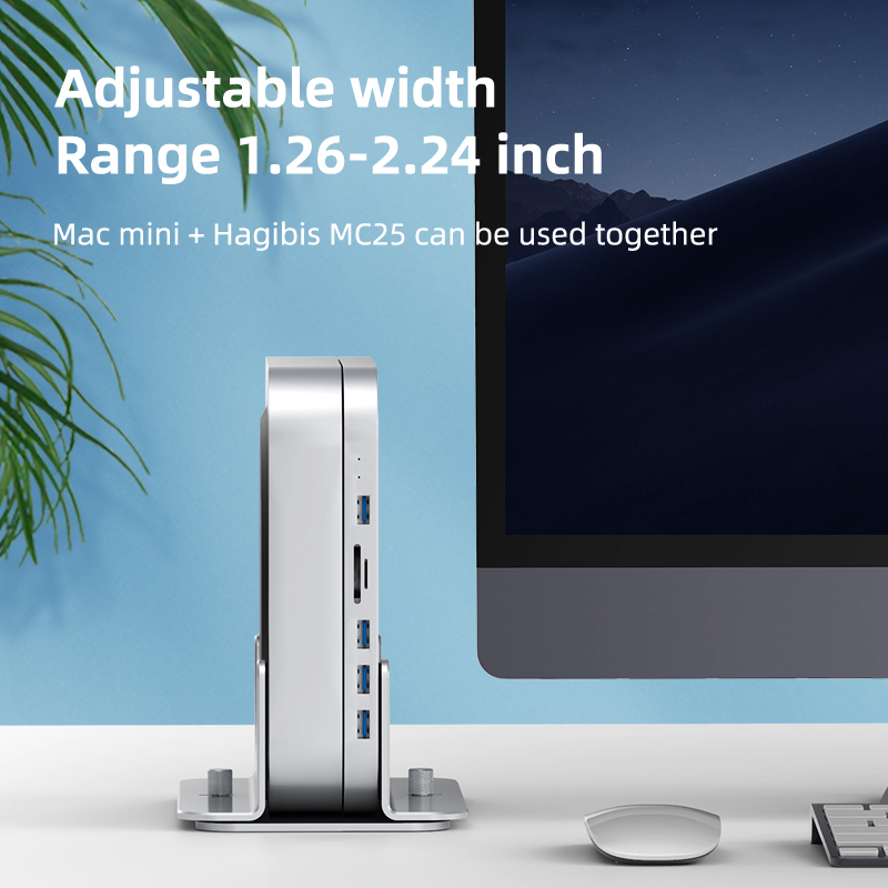 Hagibis Vertical Stand for Mac Mini Aluminum Alloy Laptop Desktop Stand Anti-Slip Adjustable Computer Holder for Apple MAC Mini. 