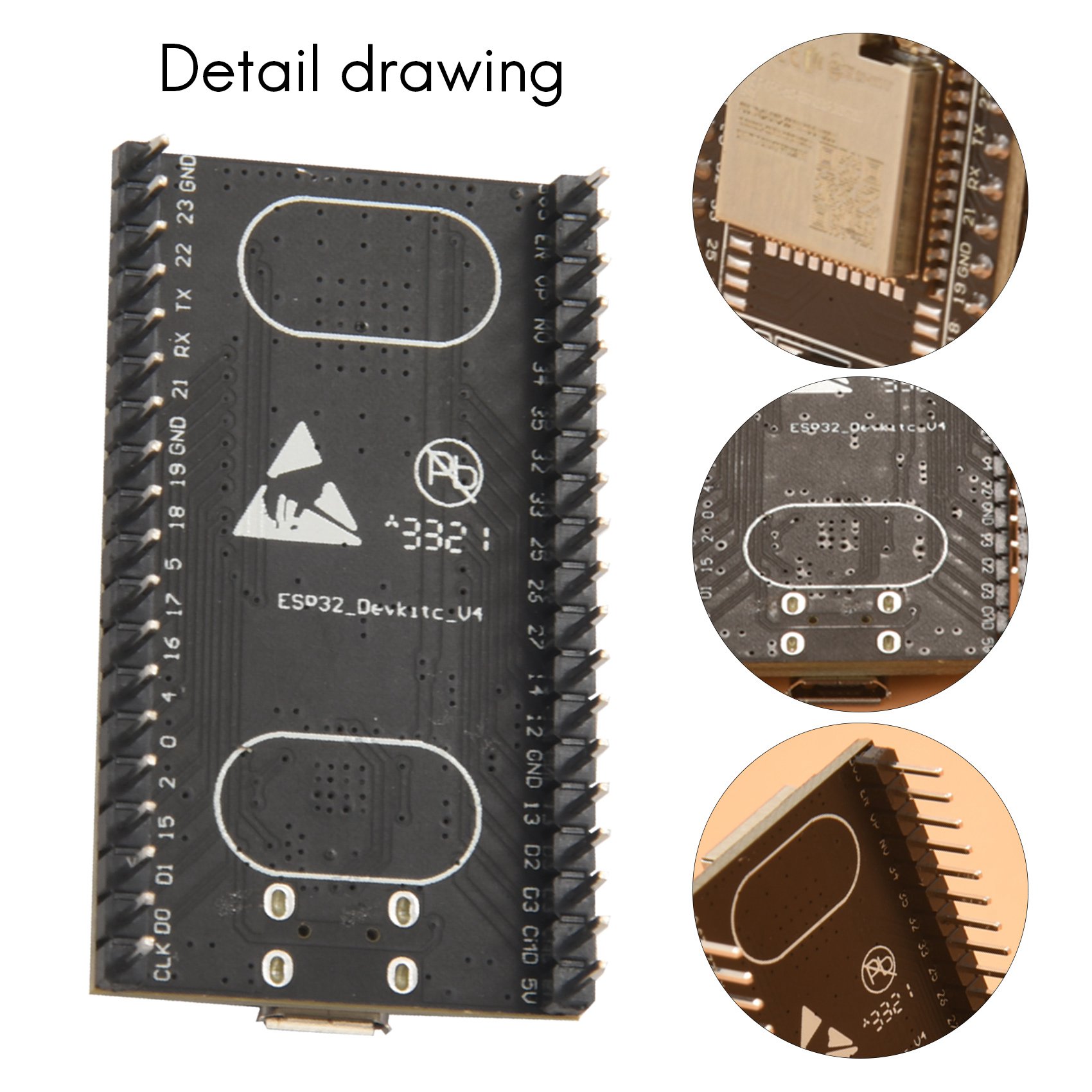 6PCS ESP32-DevKitC Core Board ESP32 Development Board ESP32-WROOM-32U Wireless WiFi Development Board for Arduino. 