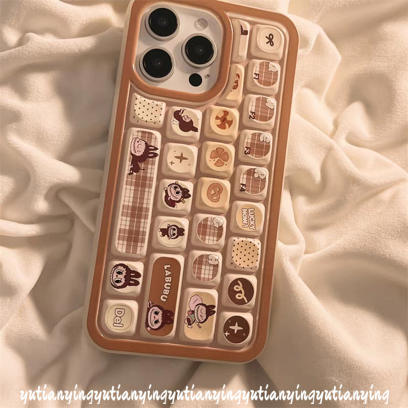 Trend Cartoon Cute Creative Labubu Doodle Cookie Labubu Case Compatible for IPhone 16 15 14 12 13 11 Pro Max 11 16 14 12 15 13 Pro 3D Keyboard Stress Relief Entertainment Soft Case. 