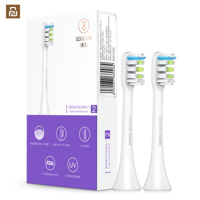 Original 2PCS SOOCAS Replacement Toothbrush Head for SOOCAS / SOOCARE X3 Mi Home APP Control Bluetooth Teethbrush. 