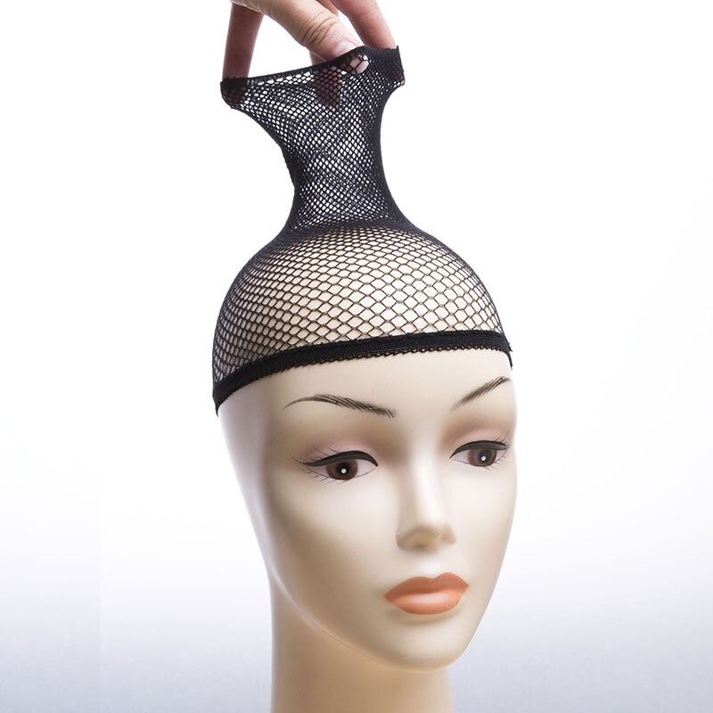 Wig Cap Open End Mesh Net Liner Weaving Cap Brown and Black. 