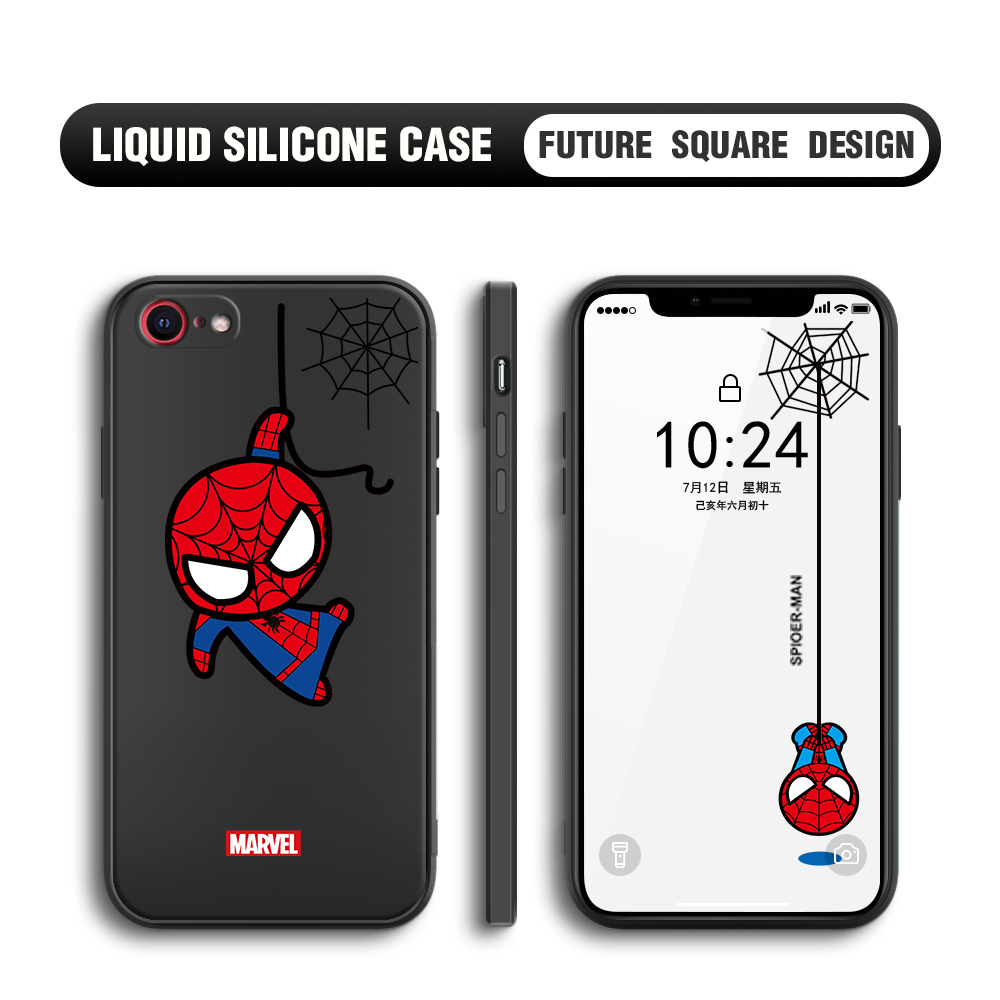 Hontinga For Iphone Se Case Cute Marvel Avengers Cartoon Spiderman Spider Man Phone Case Square Edge Silicone Cases Full Lens Cover Shockproof Protection Case Buy Online At Best Prices In Bangladesh