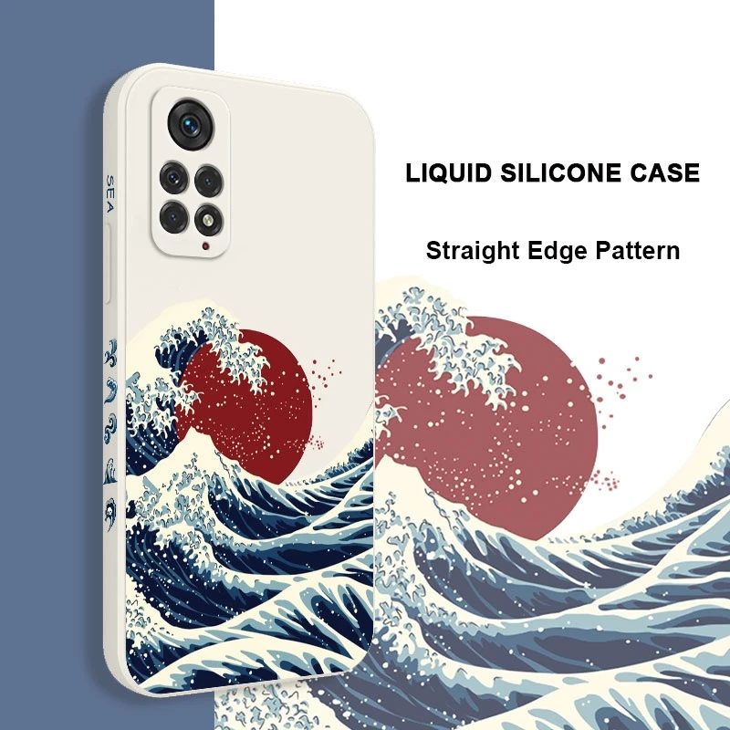 Red Sun Sea Waves Phone Case For Xiaomi Redmi Note 12 11 11S 10 10S 9S 9 Pro Plus Max 10C 12C 4G 5G Luxury Soft Silicone Cover. 