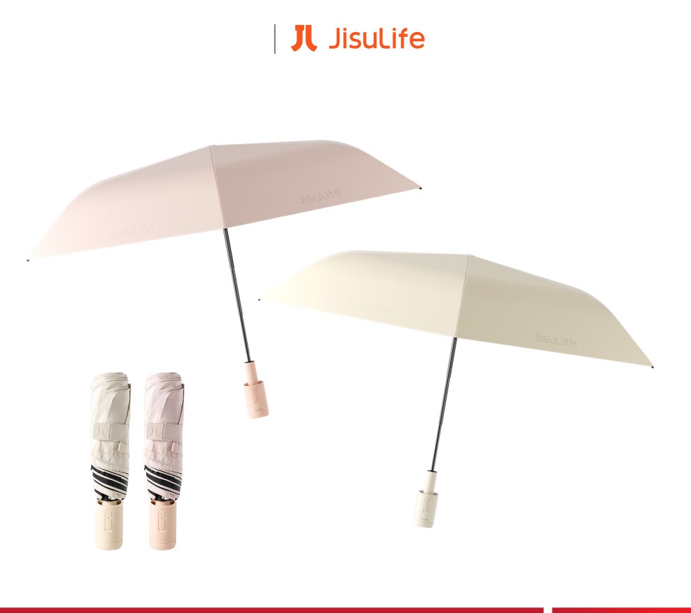 Jisulife FA52 Portal Umbrella Fan Portable Umbrella Sun Life 1 Model Comes with a Built-in Fan Lightweight Sun Protection at UPF 50+ level 1 Pcs