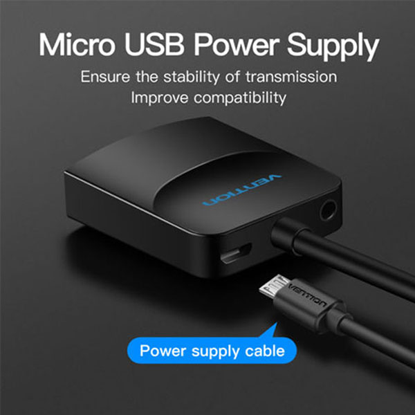 VENTION ACNBB VGA to HDMI Converter with Female Micro USB and Audio Port - 0.15M. 
