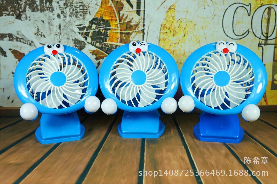 Doraemon Robot Cat USB Charging Fan Cartoon Jingle Cat Clamp Fan Kids Stroller Clip Fan