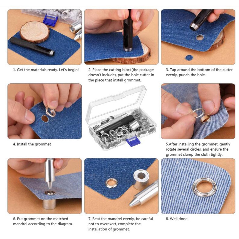 Grommet Tool Kit, Grommet ting Tool 100 s Grommets Eyelets (1/2 Inch Diameter) Eyelets and Eyelet Punch Die Tool. 