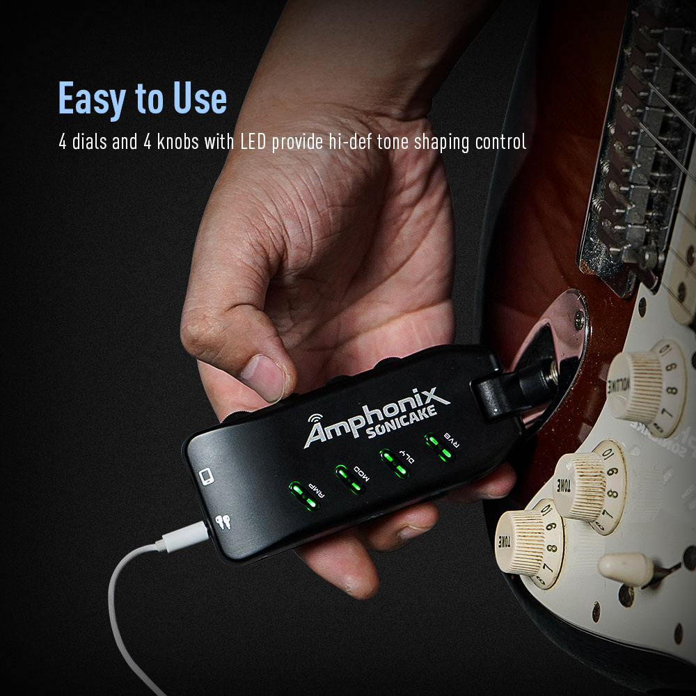 SONICAKE Bluetooth Headphone Guitar Amplifier Plug-In USB Chargable Portable Pocket Carry-On Bedroom Multi-Effects QAP-10. 