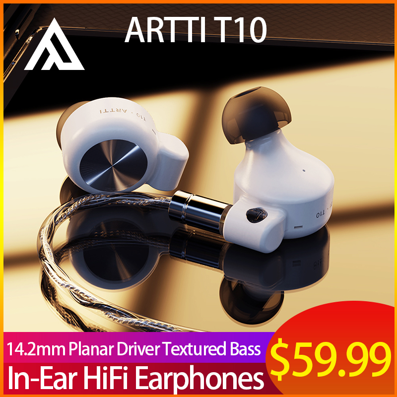 ARTTI T10 In-Ear HiFi Earphones Wired IEMs Monitors 14.2mm Planar Driver Textured Bass 0.78mm 2pin 3.5MM/4.4MM Connector