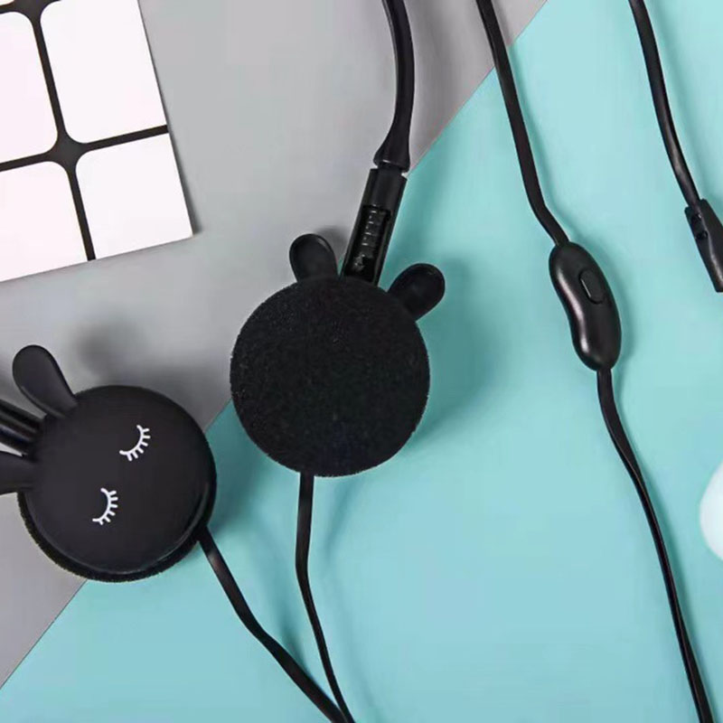 Wired Headphones Cute Cartoon Rabbit 3.5mm Stereo Headphone Wired
