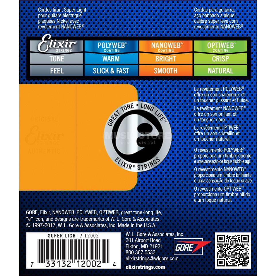 Elixir E-Guitar Strings 09-42 12002 Nanoweb. 
