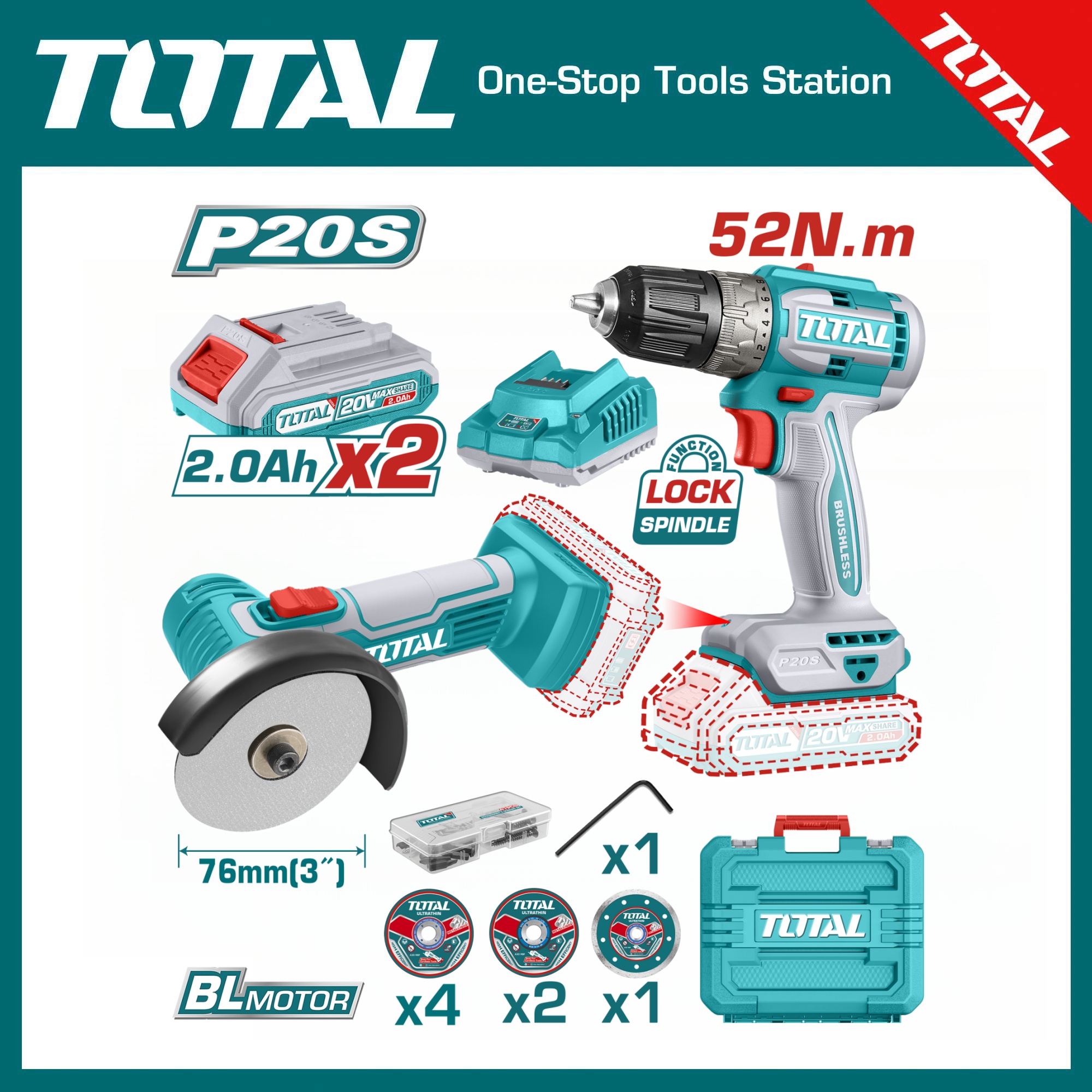 TOTAL TCKLI20278 Cordless 2 pcs combo kit | Daraz.com.bd