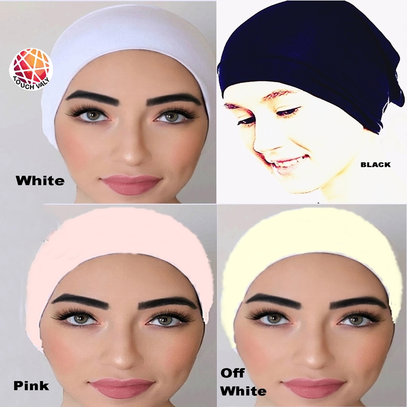 4-Piece Hijab Inner Caps Set, Comfortable Cotton, Available in White, Black, Pink, Off-White