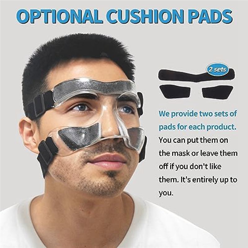 Nose Shield, Suitable for Broken Noses, Mask with Padding, Adjustable, Breathable, Transparent, Suitable for Basketball Easy to Use. 
