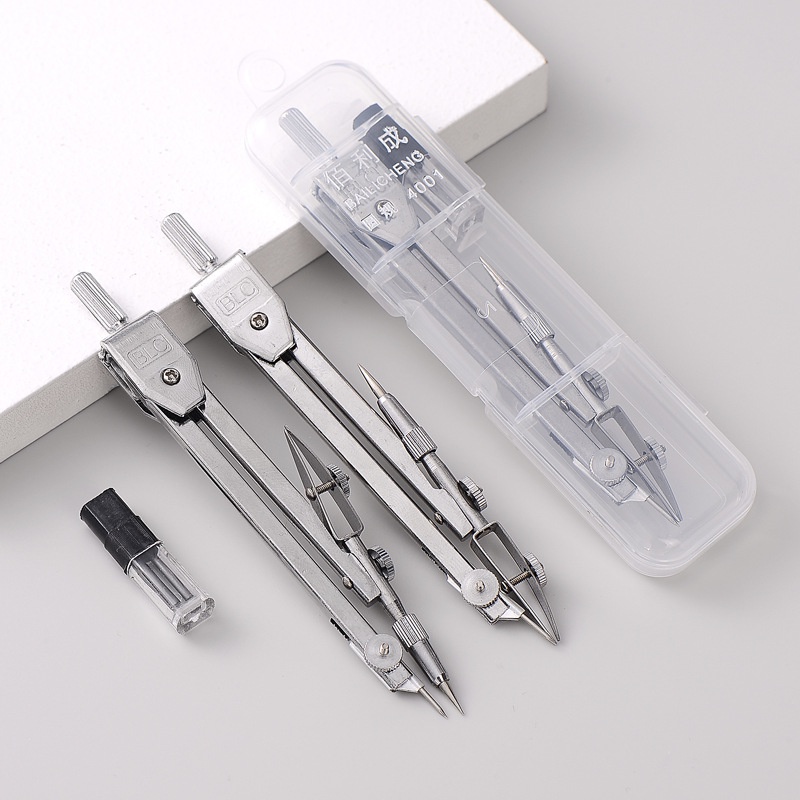 1Pc Simplified Compass Standard Engineering Drawing Tool, Drawing Metal Compass Multifunctional Circular Instrument with Core, Stationery, Learning Office Supplies