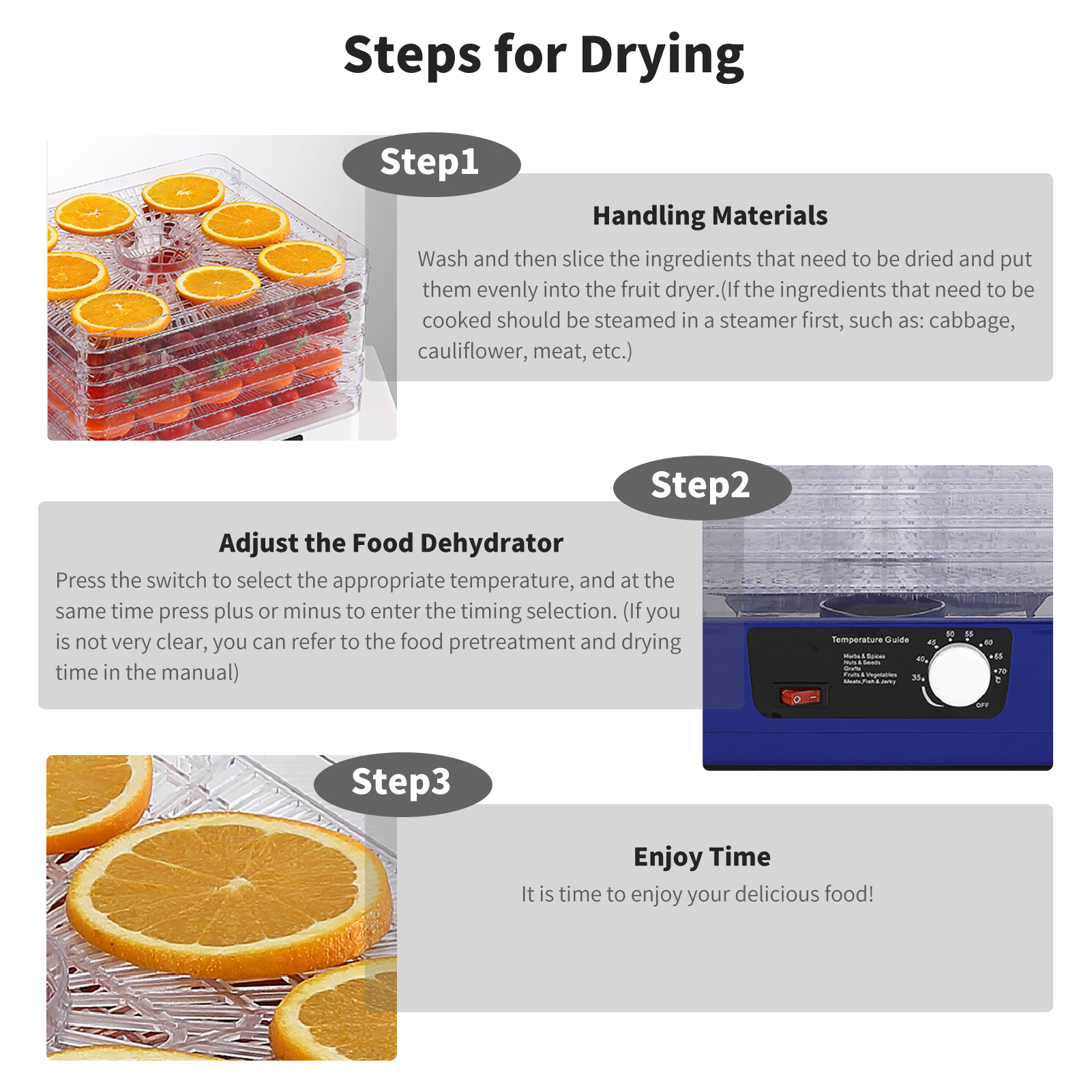 Migeet 5 Trays Food Dehydrator Automatic Power Off Food Dehydrator Adjustable Intelligent Food Dehydrator for Jerky Meat Herbs Fruit Dryer Machine with Digital Timer and Temperature Control. 