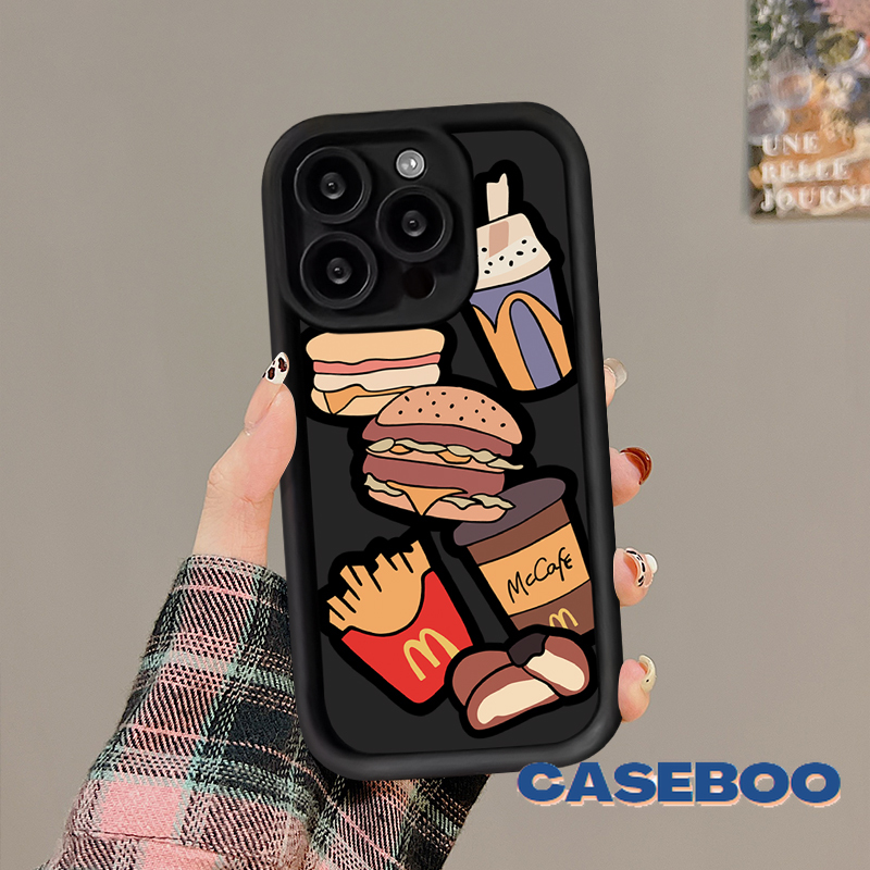 Cute Creativity Graffiti McDonald's Burger Fries Case for Redmi 9A 9C 13C 12C A1 9T 12 10C NFC 9 10A A2 Redmi Note 11 10 12 13 10s 9 8 11s Pro Max Poco M3 X5 Mi 11 12 Lite Angel Eyes Soft Cover. 