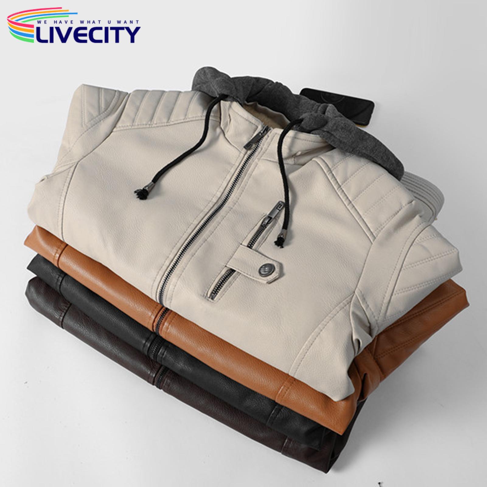 Men Windbreaker Plush Lining Straight Bottom Drawstring Jacket. 