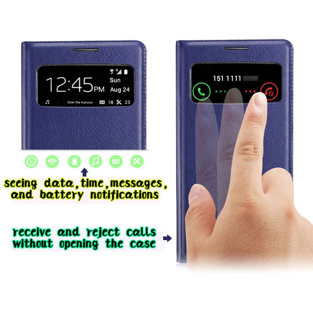 Leather Flip Cover Smart View Case For Samsung Galaxy S4 S 4 Mini GT I9190 I9195 I9192 GT-I9190 GT-I9505 GT-I9500 Phone Case. 