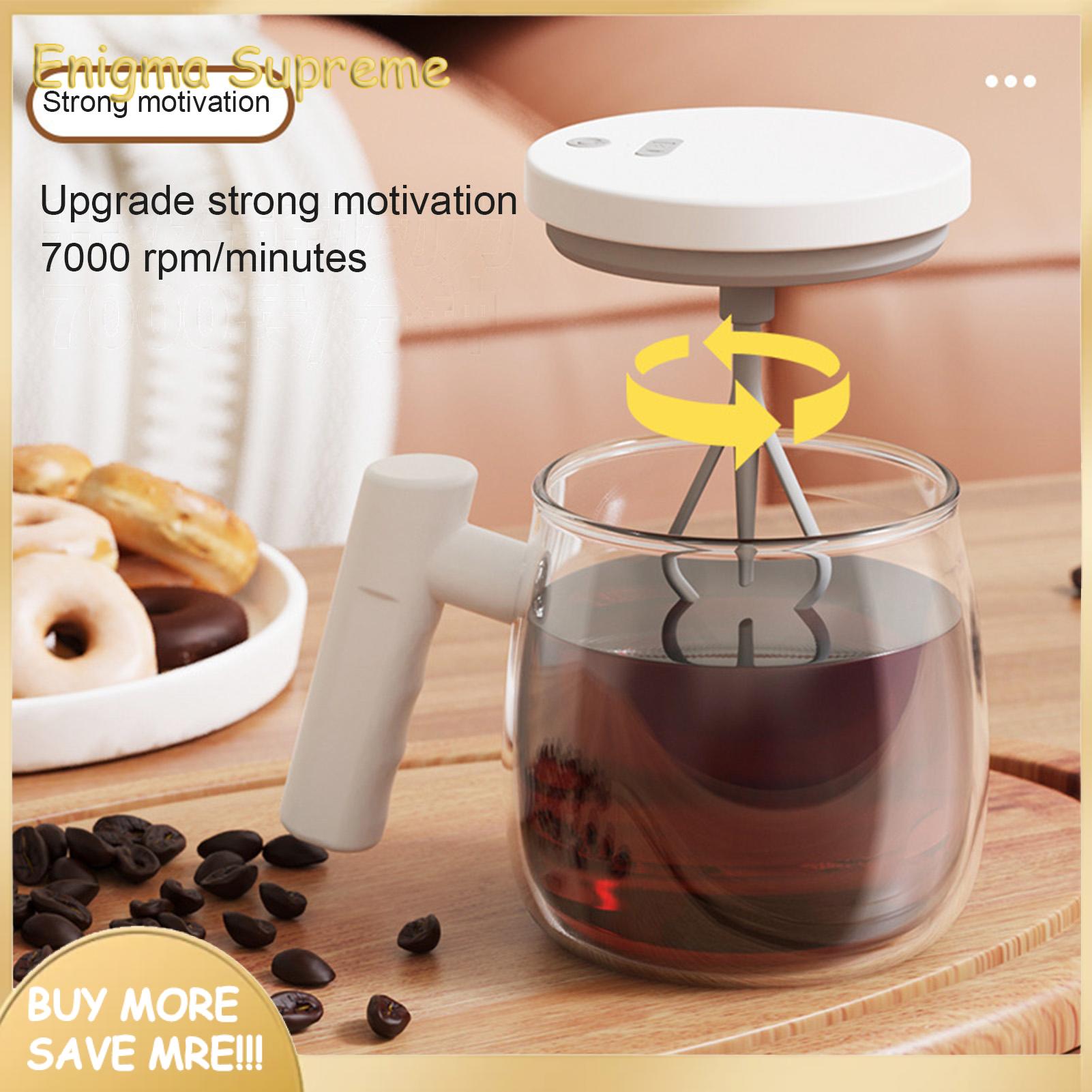Enigma- Temperature-resistant Blender Jar 400ml Electric Self-stirring Glass Coffee Cup High Speed Automatic Mixer for Home Office Use Buyer's Choice Electric Mixing Cup. 