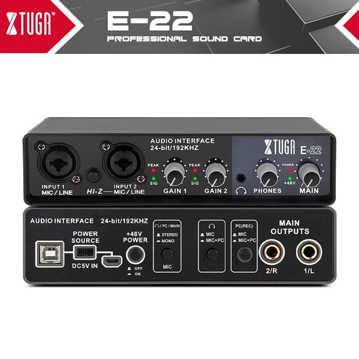 X TUGA E22 HIGH-FIDELITY Audio Interface Professional Sound Card 24-bit/192KHZ