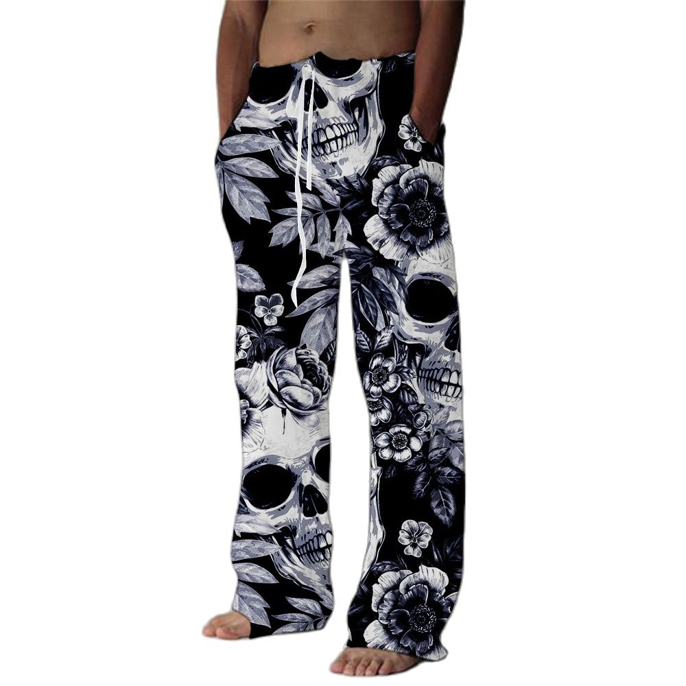 Men's Fashion Straight Trousers 3D Print Elastic Drawstring Design Front Pocket Pants Skull Graphic Prints Skeleton Comfort Soft. 