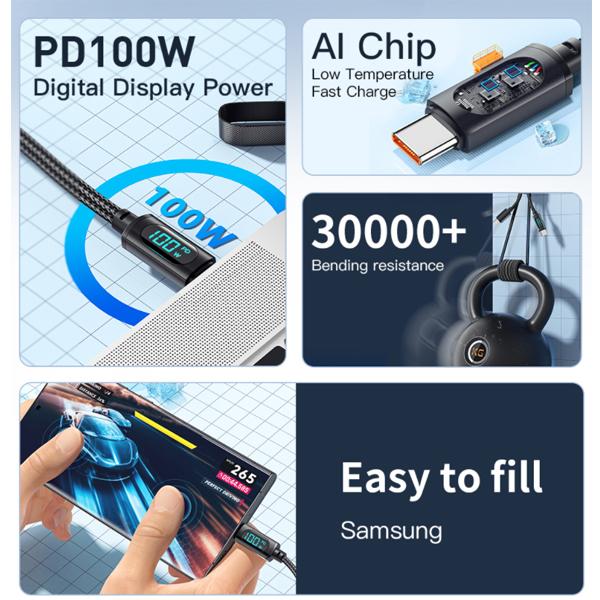 Essager Flagship Store Sent From A Chinese Factory, 100% Brand New 7A PD 100W USB Type C Data Cable To USB C 7A Fast Charging Charger Wire Cord for Xiaomi OPPO Huawei Poco Samsung Display Cord Cable. 