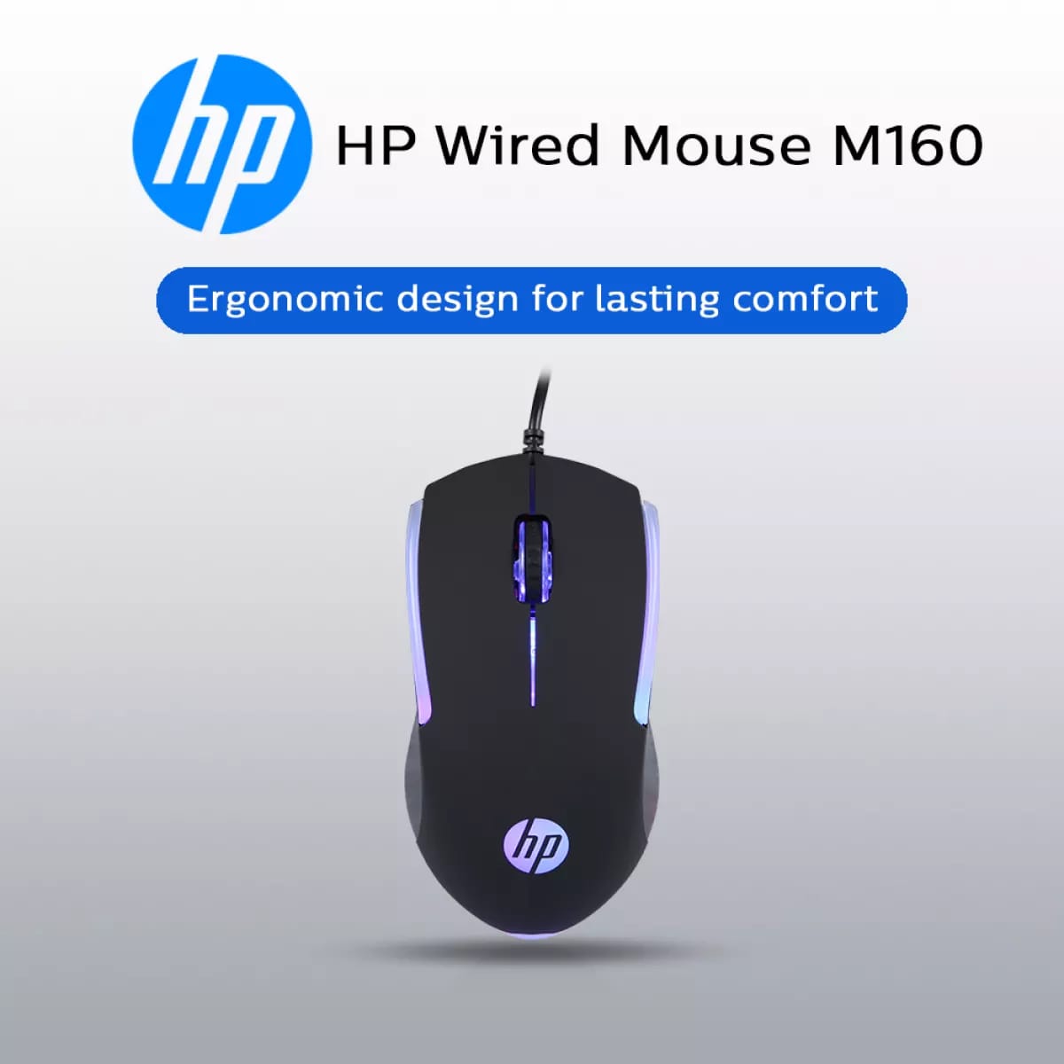 HP M160 Wired 7 Color LED Gaming Mouse 1000DPI 3 Button Wired Gaming Mouse. 
