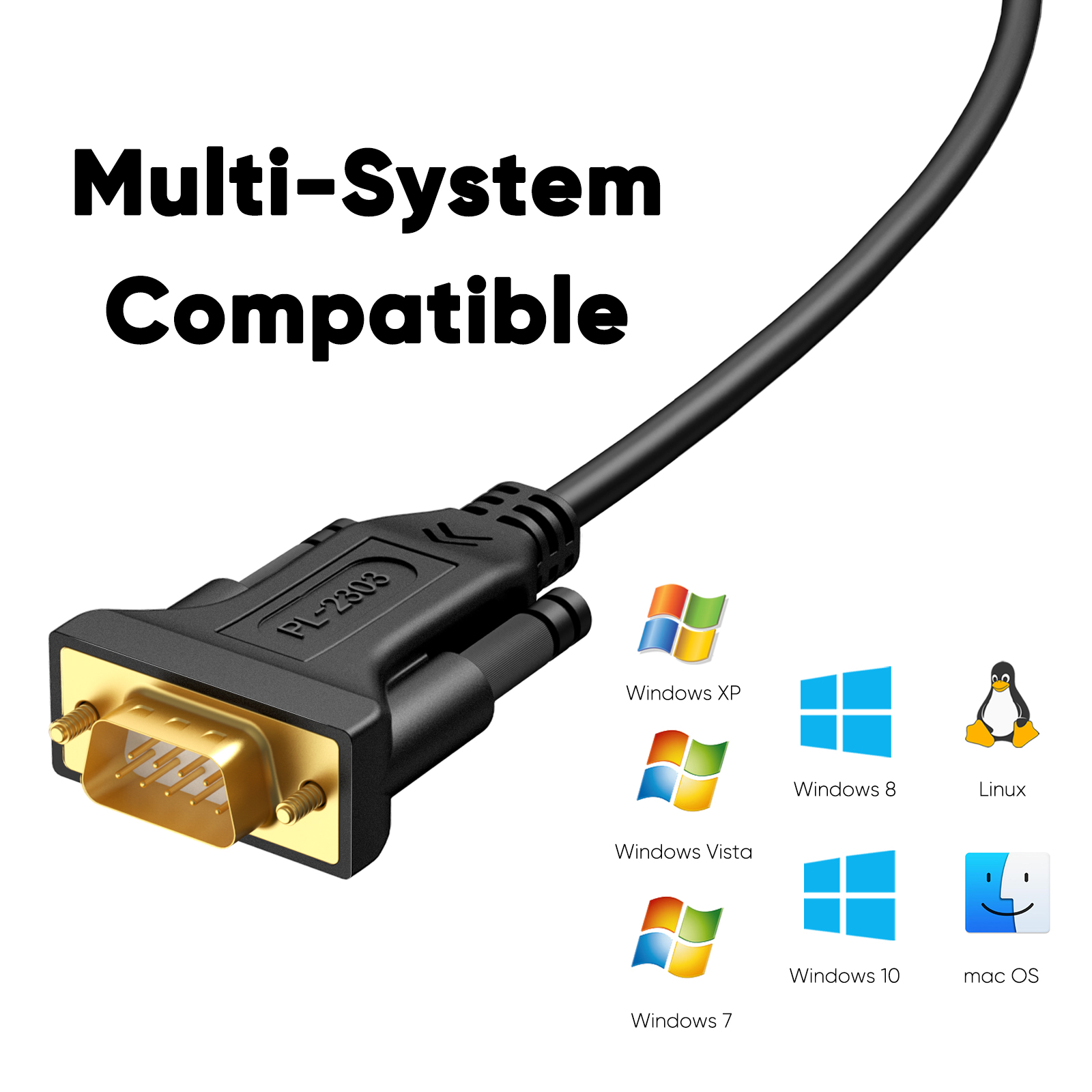 CableCreation USB to RS232 Male DB9 Cable Serial COM Port Adapter Chip pl2303 Supports Windows 10 8.1 8 7 Vista XP Mac OS. 