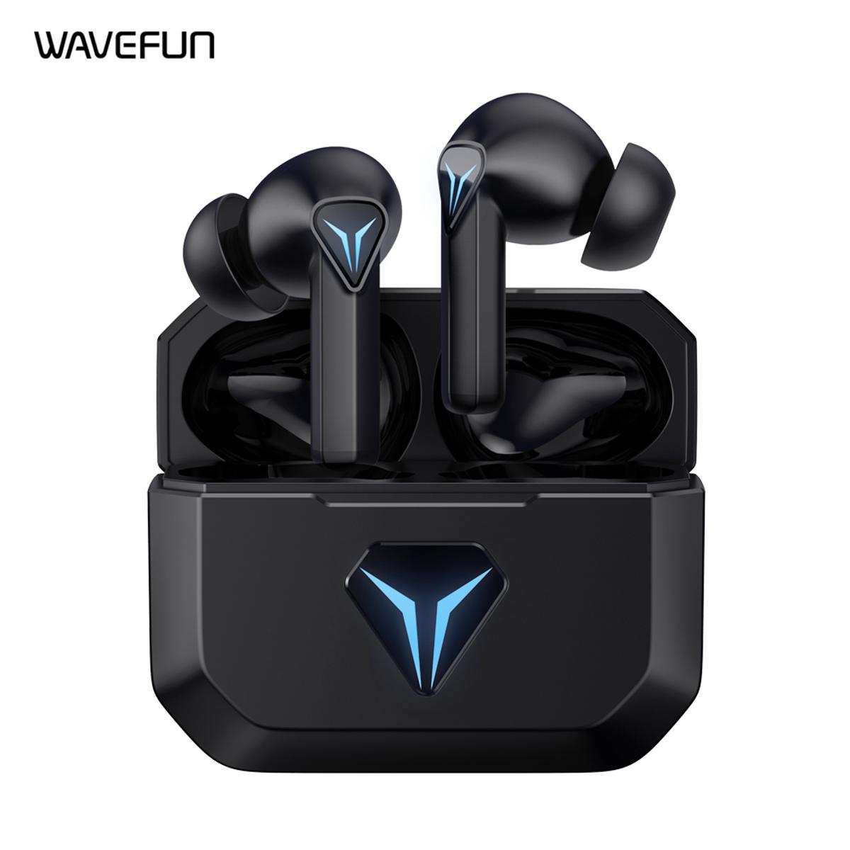Wavefun G100 Wireless Bluetooth Gaming Earbuds TWS 45ms Low Latency Headphones RGB Light AAC Wireless Earphones Volume Control Earbuds With Dual Microphone ENC  (Black). 