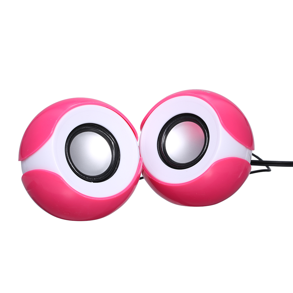 HXSJ Music Speaker Deskt-op Speaker M-ini Music Speaker With 3.5Mm Jack For Lapt-op/Mp3/S-martp-hones (Pink)