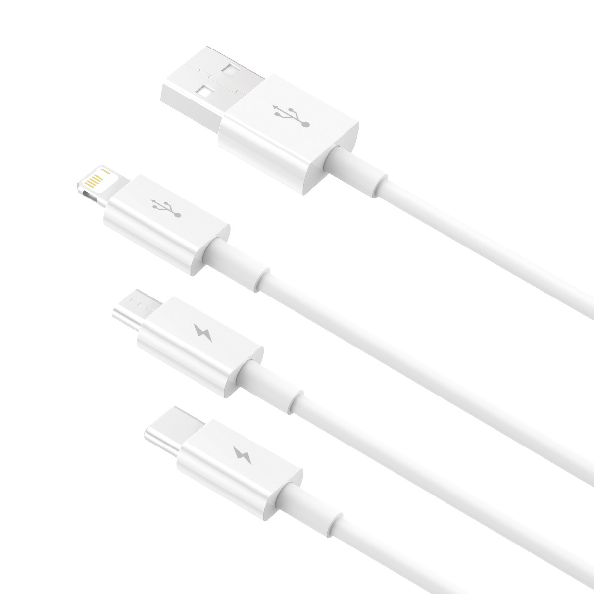 Baseus Superior Series Fast Charging Data Cable USB to M+L+C 3.5A 1.5m White. 