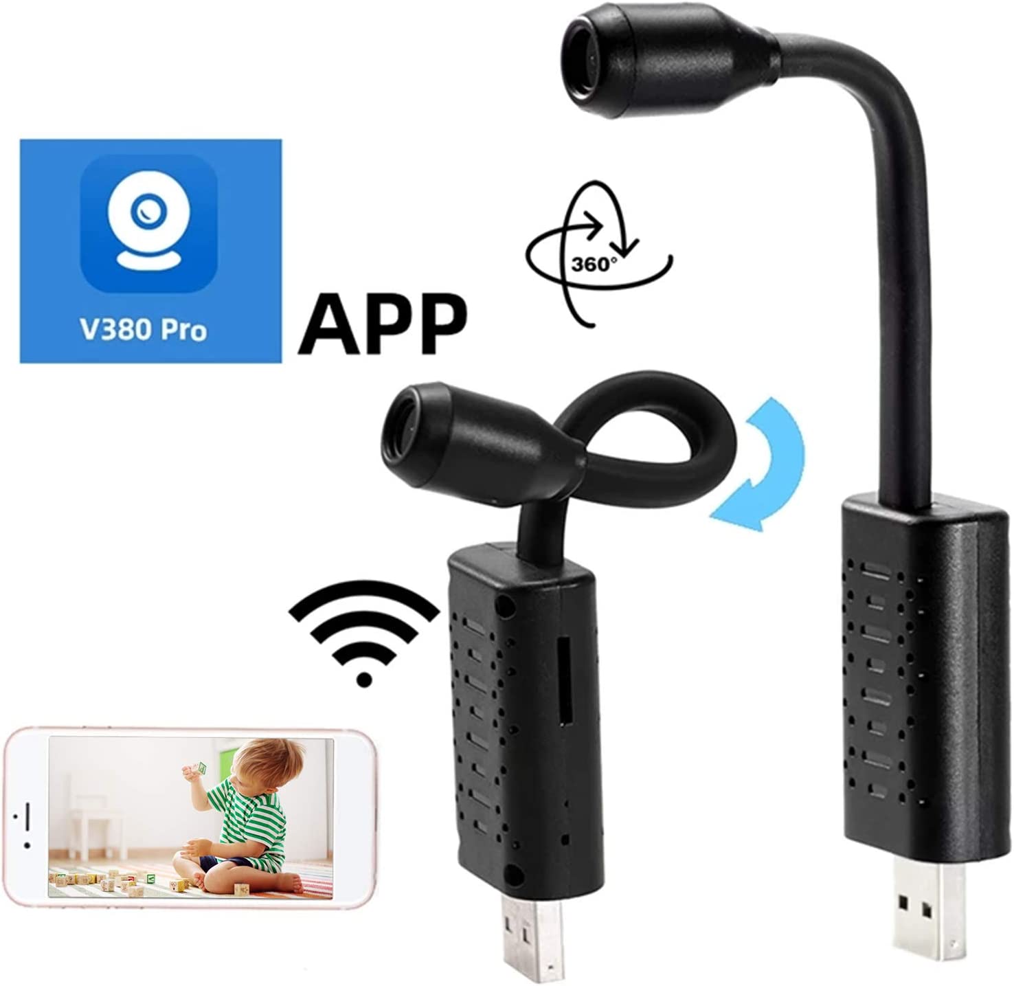 Cloud Storage Smart Small Flexible USB Cameras V380 Pro APP P2P CCTV IP WIFI USB Camera. 