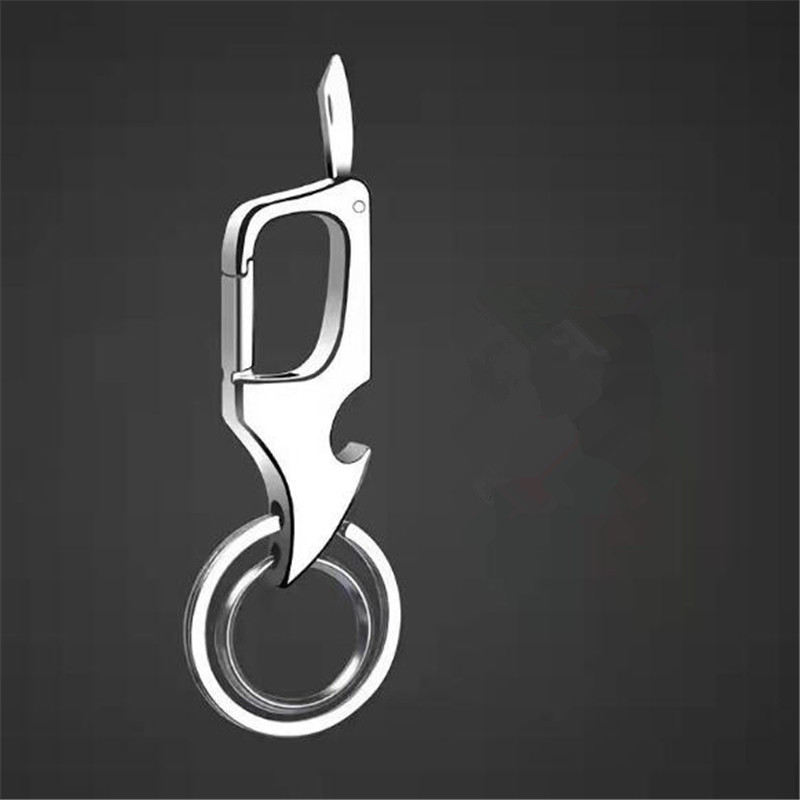 Classic Men Mini Foldable Knife Keychain Outdoor Multi-Functional 2 In 1 Metal Bottle Opener With Two Key Rings For Boy Gifts. 