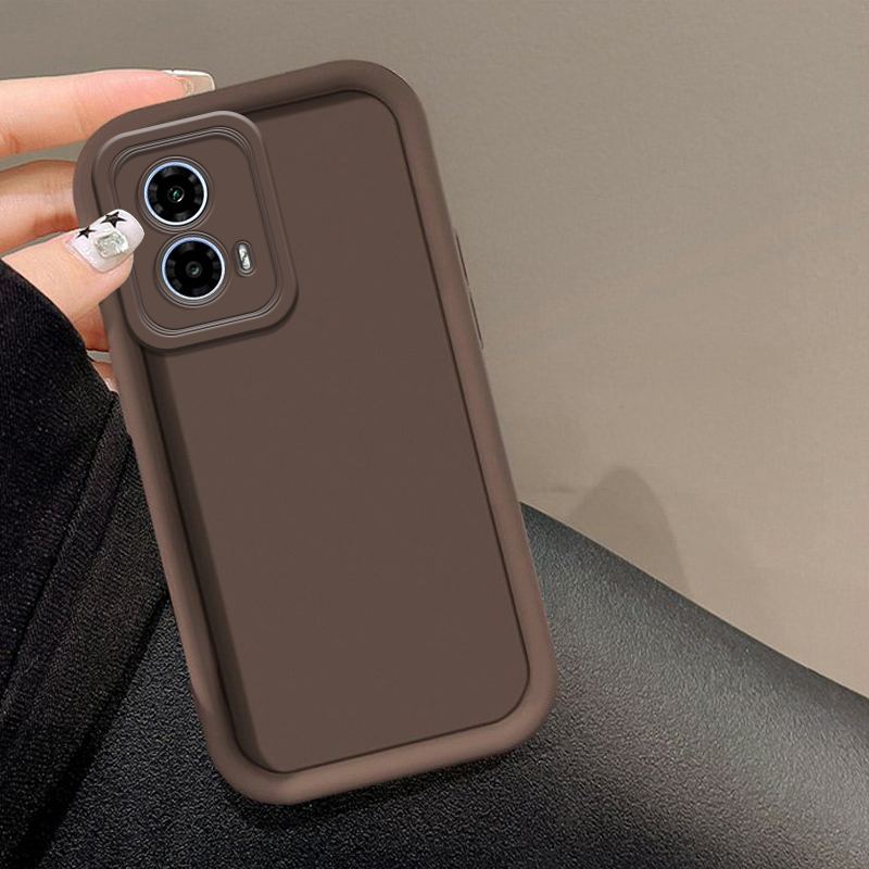 Tokifu For Motorola Moto G34 New Angel Eye Staircase Silicone Protective Case Solid Color Series All Inclusive Anti Drop Soft Case. 