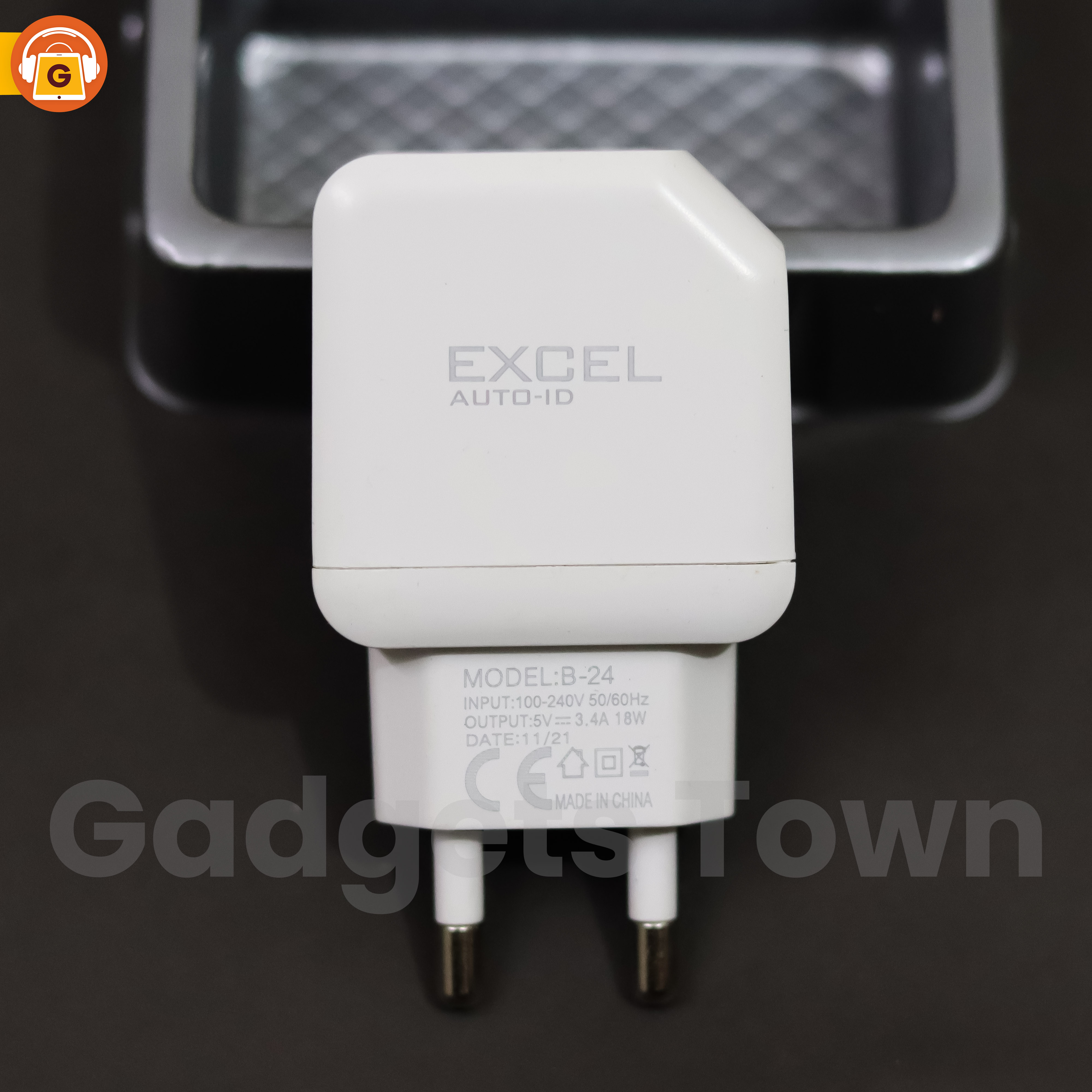 Excel B-24 Fast Travel Charger Adapter | 3.4A (18W) Auto-Id Fast Charger Compatible With Smartphones, Tablet Pcs And Other Mobile Devices  Type- C | Batter Then Vivo, Oppo, Realme, Infinix Phone Charger - Charger. 