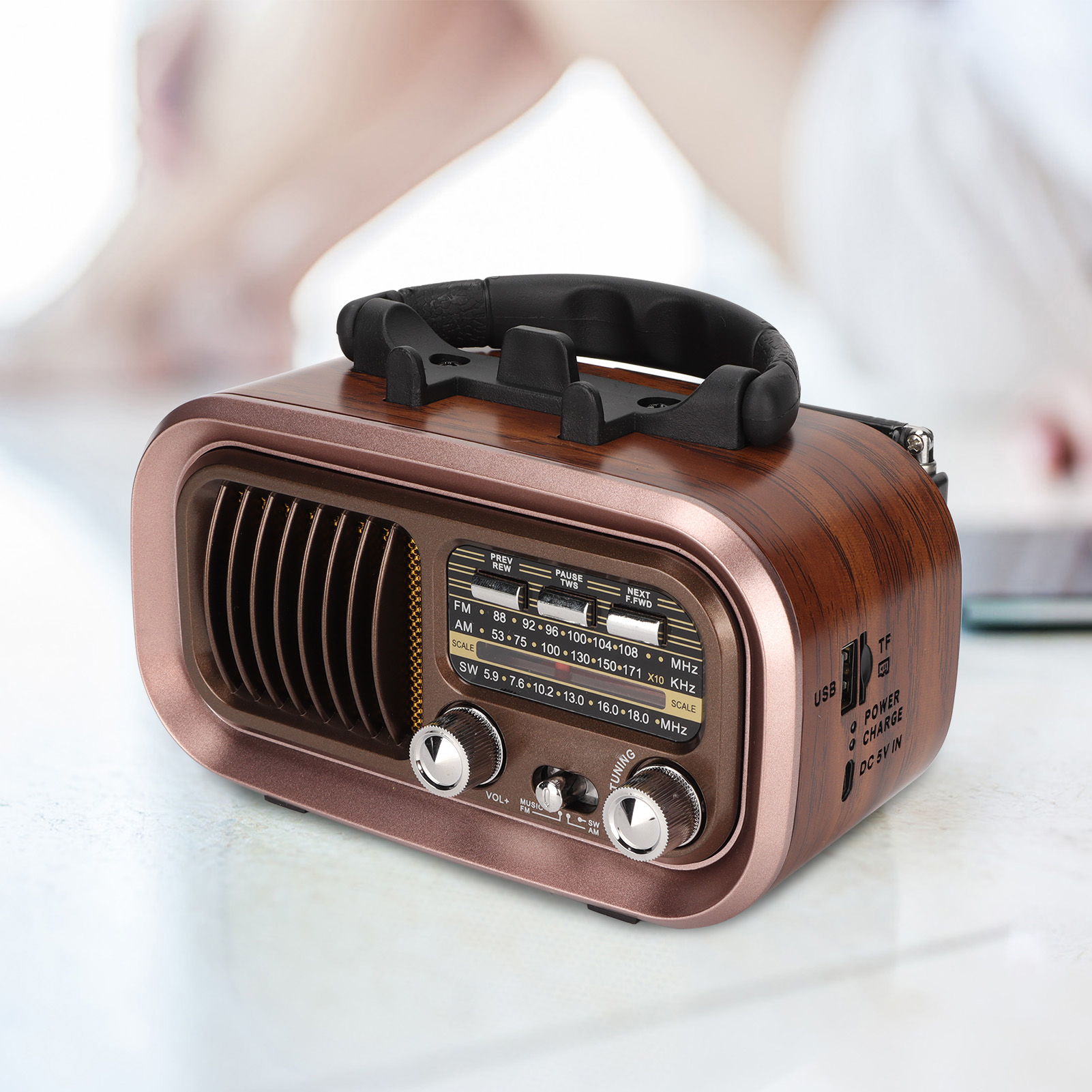 Portable Radio Speaker, 3 Bands Novel Bluetooth Radio Speaker Vintage for Outdoor. 
