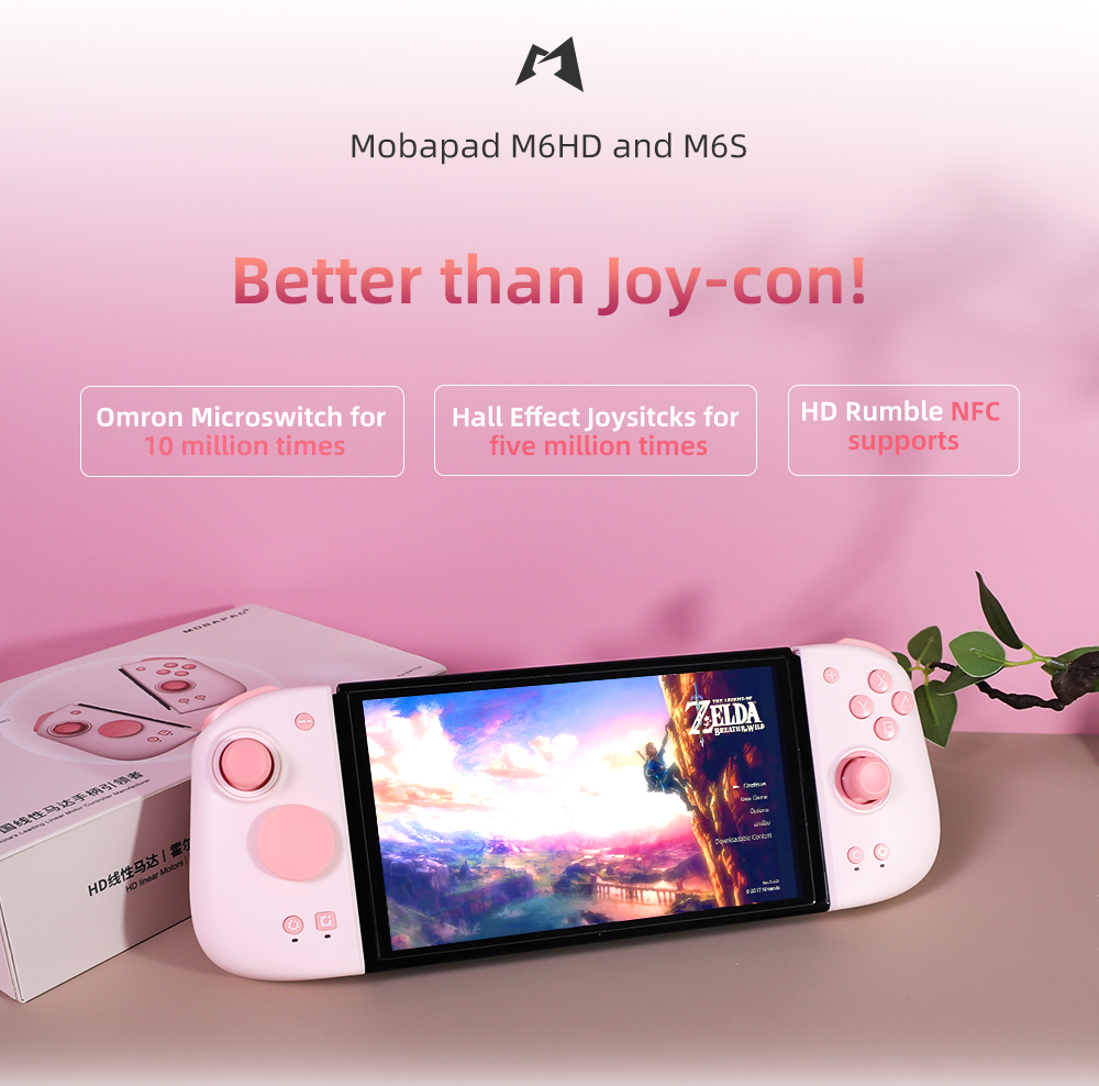 Mobapad M6 HD Joycons Nintendo Switch Controller Pro HD Vibration/6-Axis Gyro Joy Pad Adjustable Joystick Hall Effect Controller.