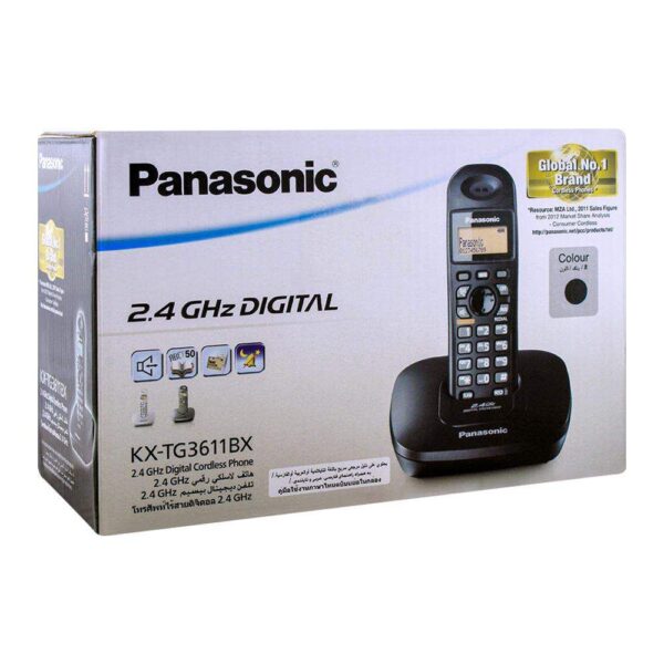 Panasonic KX-TG3611 Cordless Black Phone Set. 