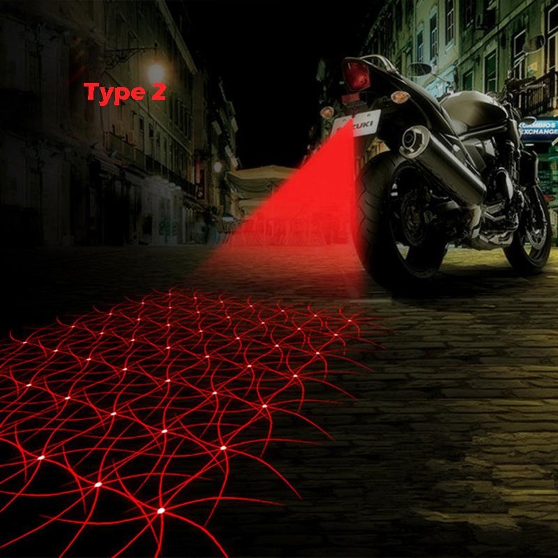 SUV Car LED Rear Motorcycle Fog Lights Laser Tail Warning Indicator Lamp Waterproof Brake Universal Motorbike 720LM,Laser Wavelength 650nm (Red) Type 2. 