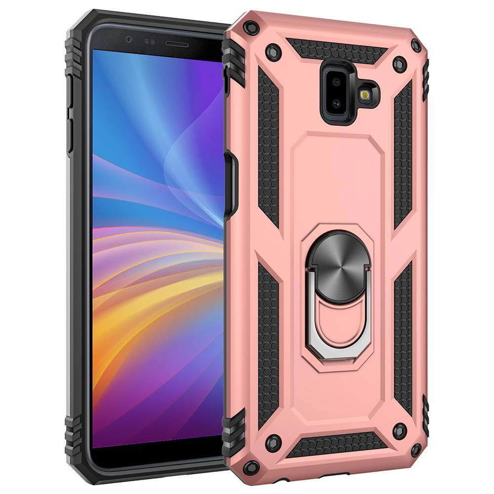 lthmy for Samsung Galaxy J6 Plus Dual Layer Tough Rugged Ring Holder Stand Armor Shockproof Drop Protection Case cover