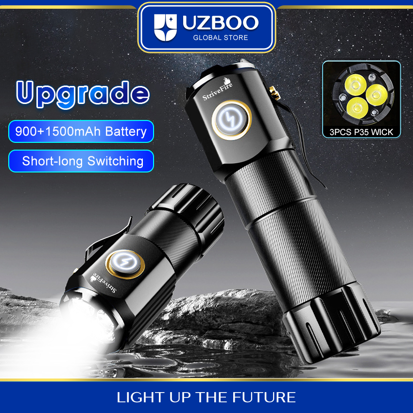 UZBOO 1300LM Mini Flashlight High Bright Flashlight LED Torch Light Outdoor Pocket Size Flashlight Rechargeable Waterproof Torch Light for Hiking Hunting Camping Compact And Portable Strong Magnetism Side Pen Clip Design Five Modes  Non-scalded. 