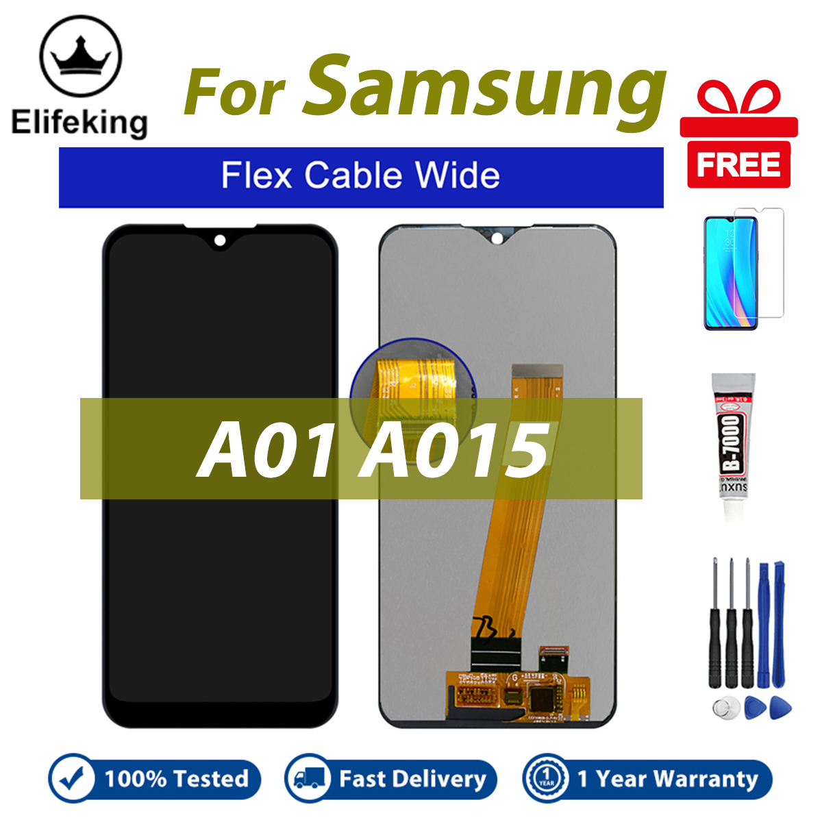 LCD For Samsung Galaxy A01 A015 A015F Black Wide Flex Display Touch Screen Digitizer Assembly Replacement Parts